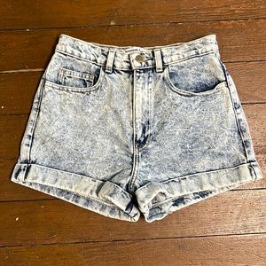 American apparel cuffed high waisted acid wash shorts